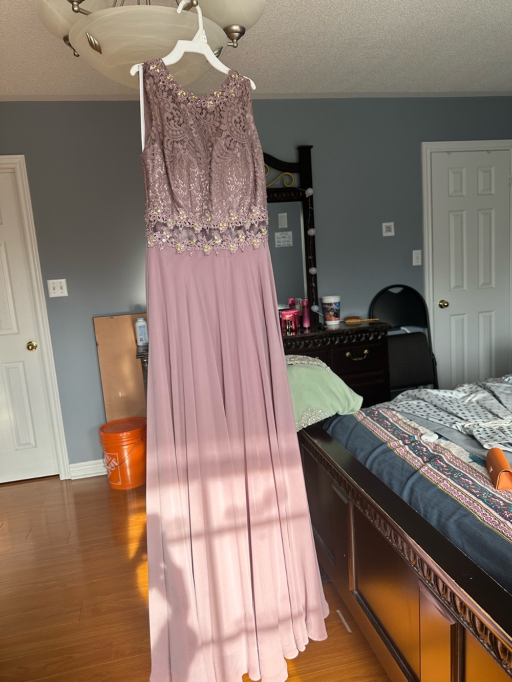Elegant Lavender Beaded Two-Piece Prom Dress